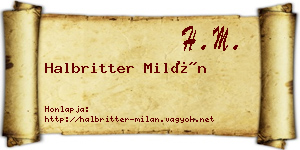 Halbritter Milán névjegykártya